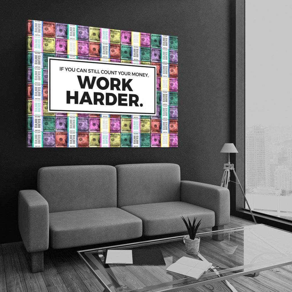 Work Harder Office Wall Art Motivational Poster Canvas Print-WORK HARDER - PASTEL EDITION-DEVICI