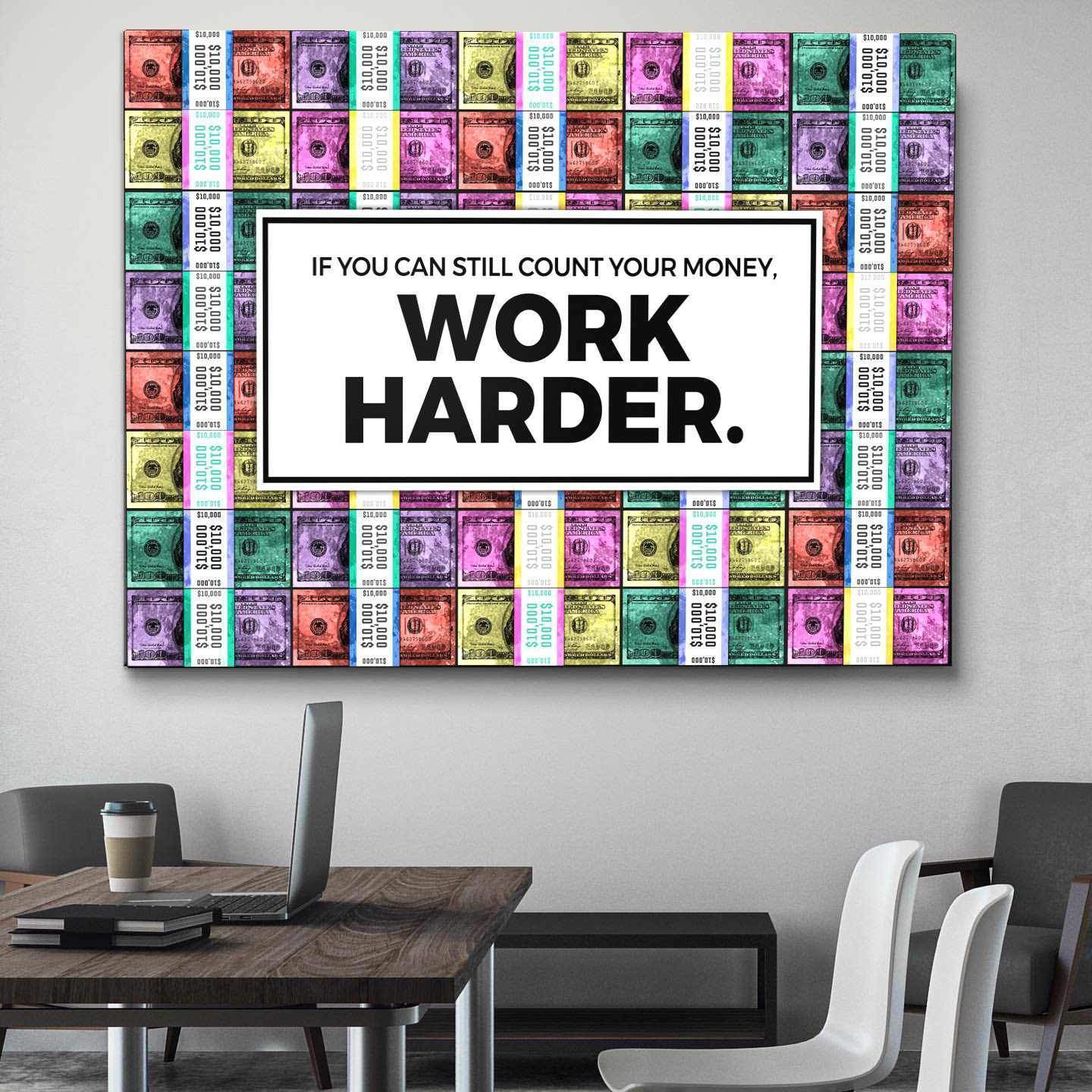 Work Harder Office Wall Art Motivational Poster Canvas Print-WORK HARDER - PASTEL EDITION-DEVICI